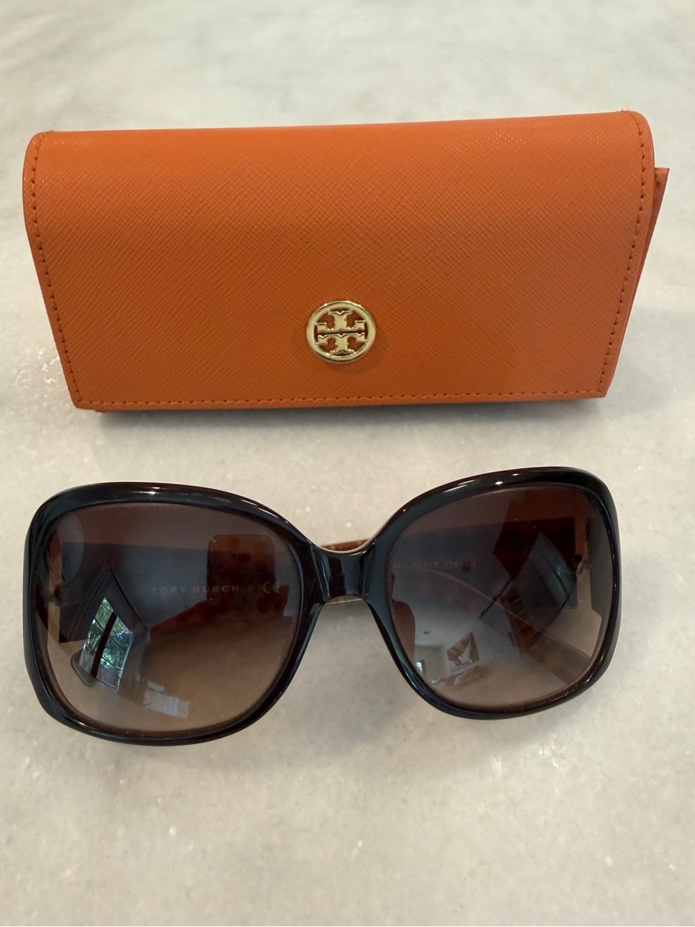 Tory Burch TY7004 Oversized Square Sunglasses Brown Tortoise Polka Dot w/ Case